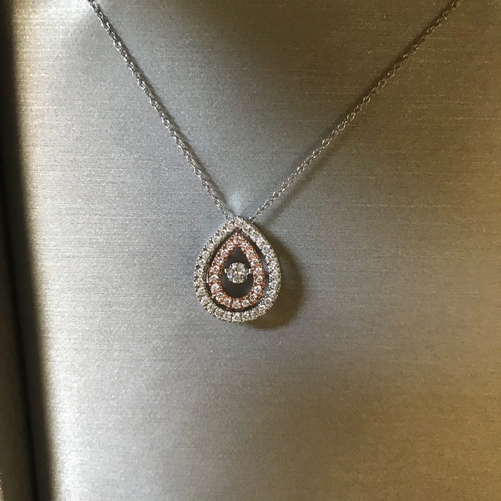Zales floating diamond white and rose gold